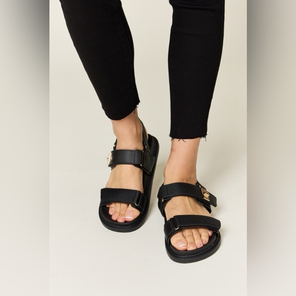 WILD DIVA Velcro Double Strap Slingback Sandals - Picture 3 of 7